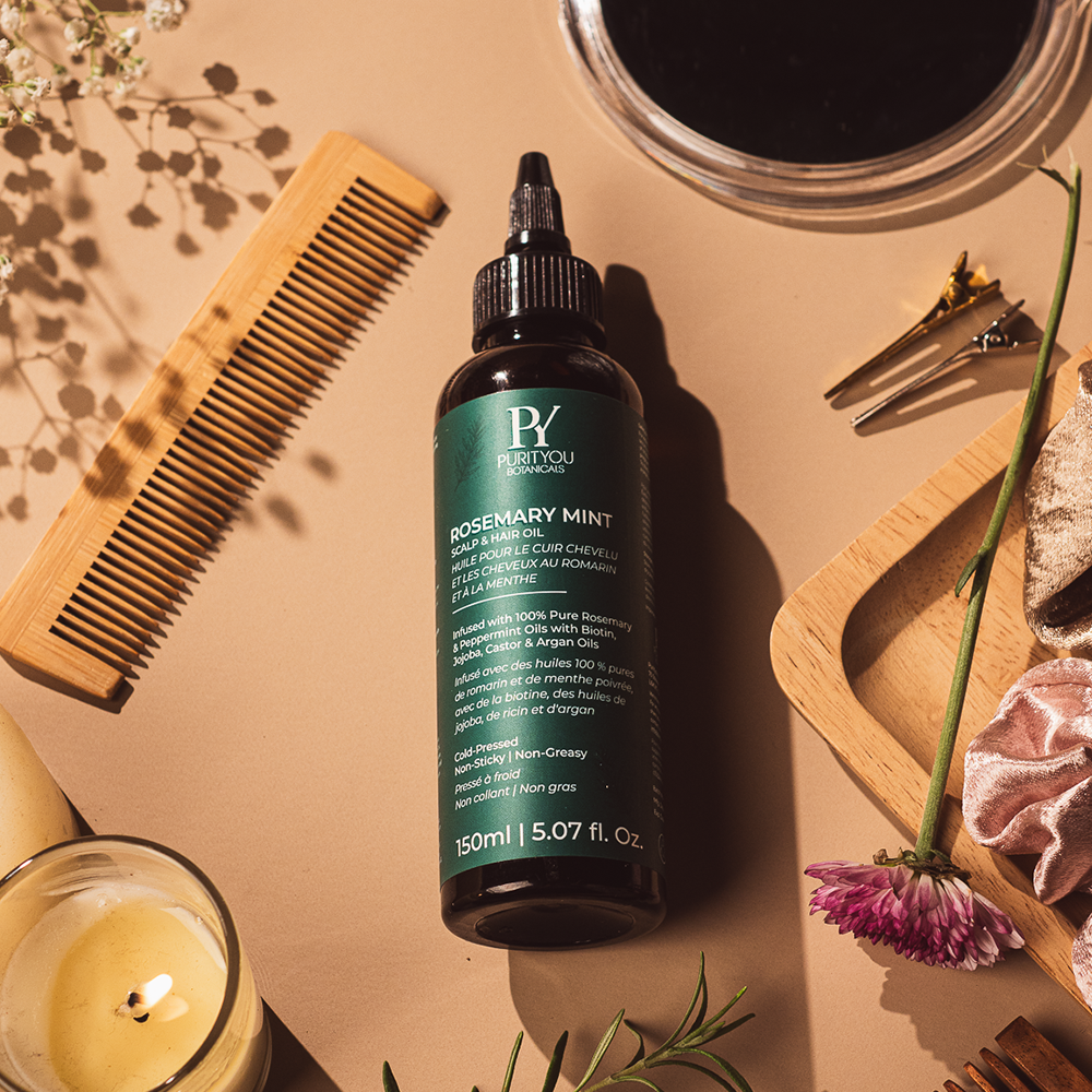 Huile pour cuir chevelu et cheveux romarin et menthe poivrée