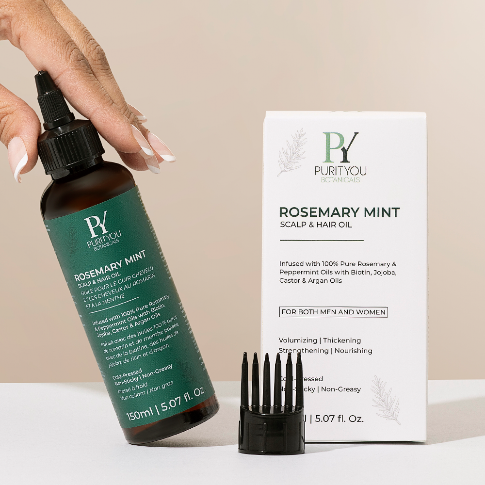 Huile pour cuir chevelu et cheveux romarin et menthe poivrée
